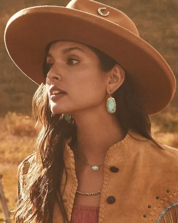 Elle Vintage Gold Etch Frame Drop Earrings In Variegated Turquoise Magnesite^Kendra Scott Store