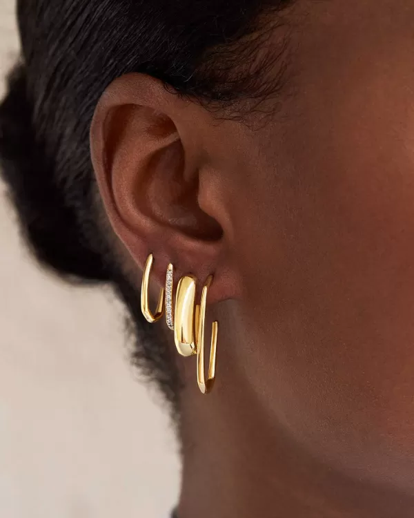 Ellen Luxe 18K Gold Vermeil Huggie Earrings In White Sapphire^Kendra Scott Best