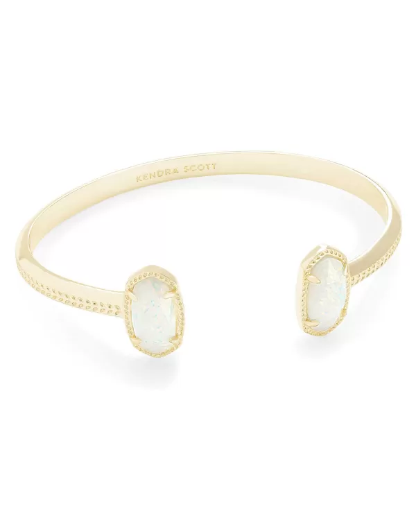 Elton Gold Cuff Bracelet In White Kyocera Opal^Kendra Scott New