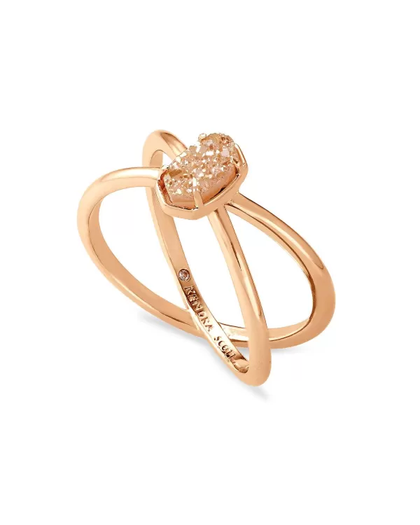 Emilie Rose Gold Double Band Ring In Sand Drusy^Kendra Scott Cheap