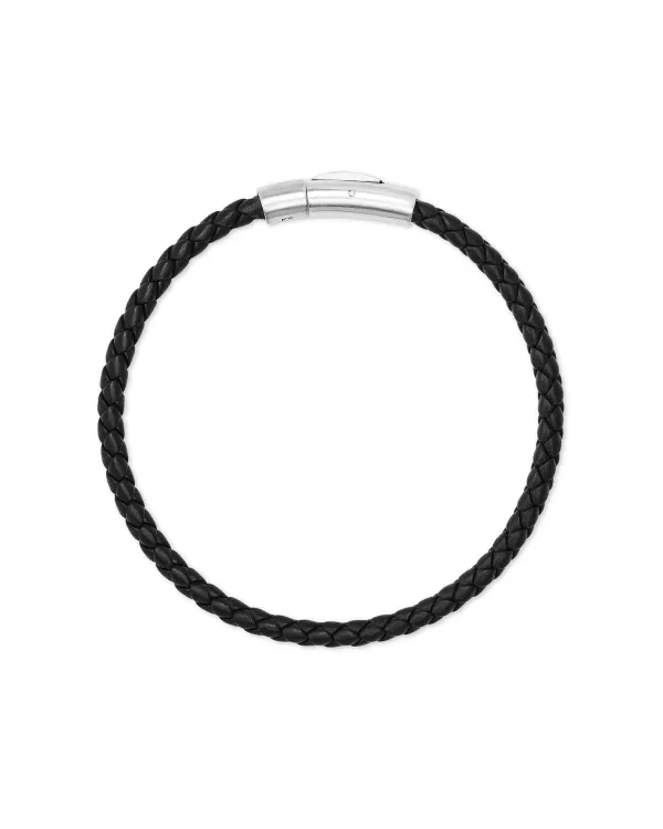 Evans Sterling Silver Corded Bracelet In Black Leather^Kendra Scott Cheap