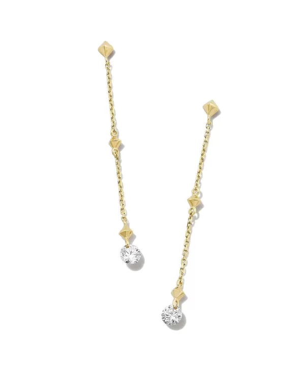 Floating Lab Grown White Diamond Linear Earrings In 14K Yellow Gold^Kendra Scott Outlet
