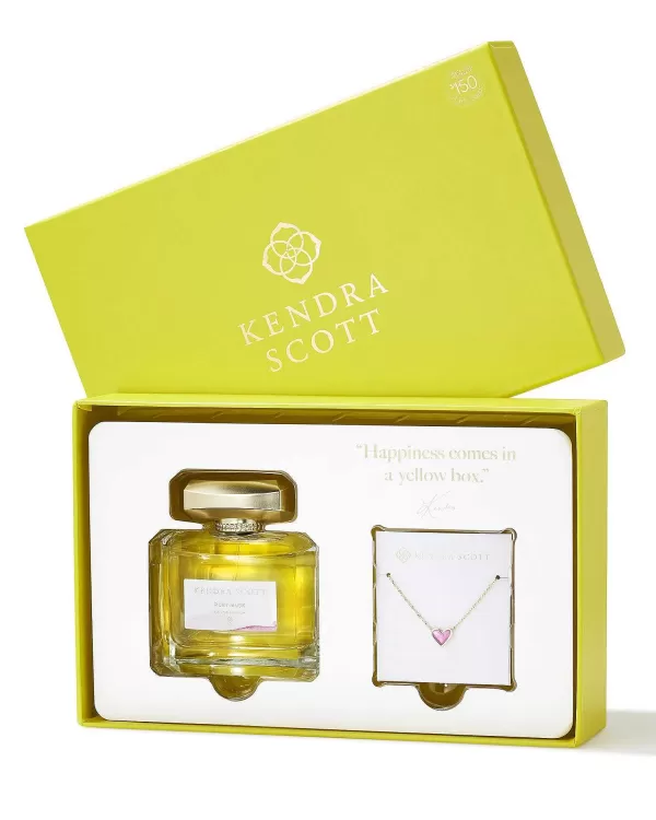Framed Ari Heart Gold Pendant Necklace In Azalea Illusion And Ruby Musk Eau De Parfum 75Ml Fragrance Gift Set^Kendra Scott Best Sale