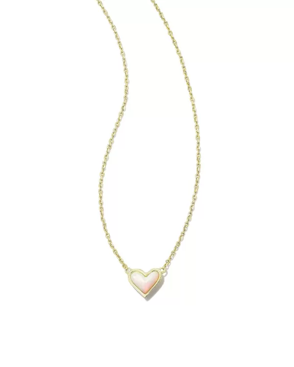 Framed Ari Heart Gold Short Pendant Necklace In White Opalescent Resin^Kendra Scott Discount