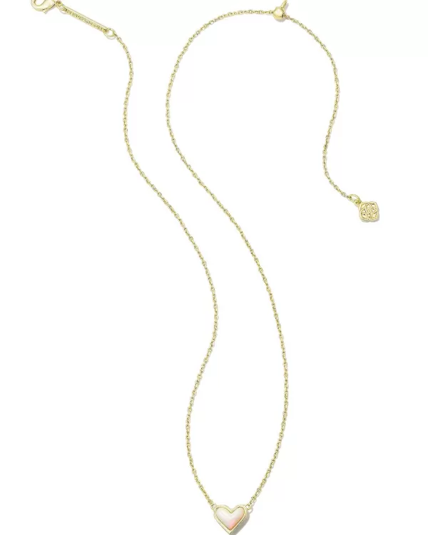 Framed Ari Heart Gold Short Pendant Necklace In White Opalescent Resin^Kendra Scott Discount