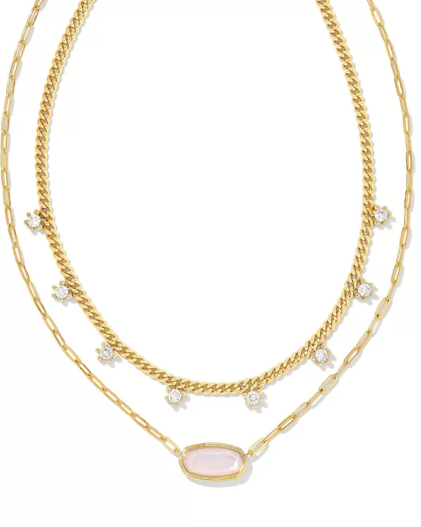 Framed Elisa Gold Multi Strand Necklace In Pink Opalite Illusion^Kendra Scott Clearance