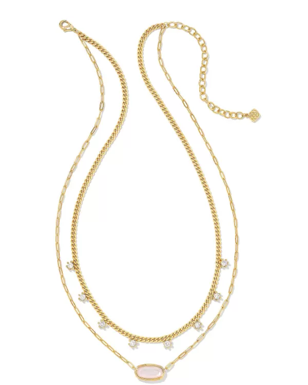Framed Elisa Gold Multi Strand Necklace In Pink Opalite Illusion^Kendra Scott Clearance