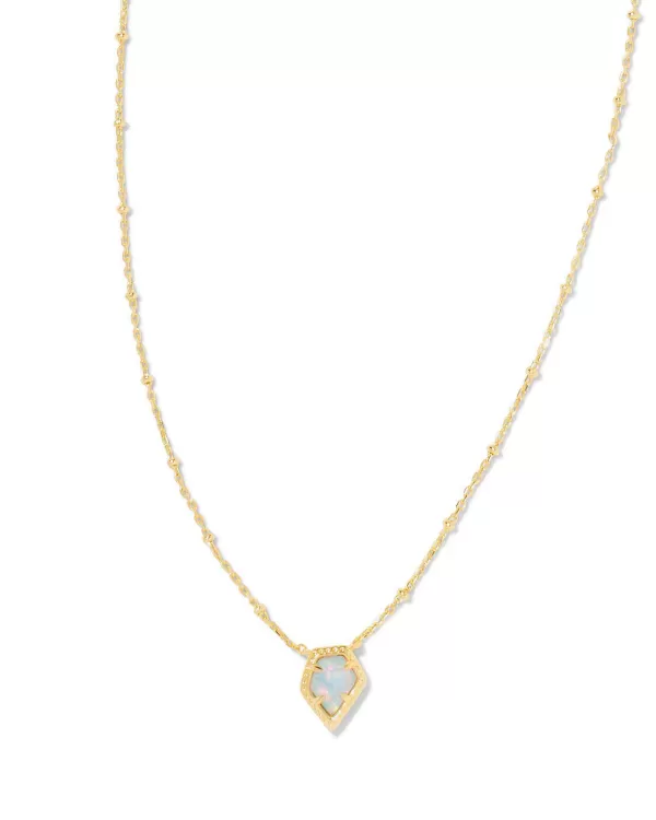 Framed Gold Tess Satellite Short Pendant Necklace In Luster Light Blue Kyocera Opal^Kendra Scott Cheap