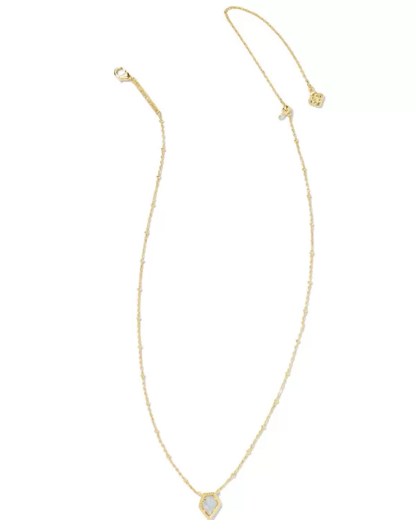 Framed Gold Tess Satellite Short Pendant Necklace In Luster Light Blue Kyocera Opal^Kendra Scott Cheap