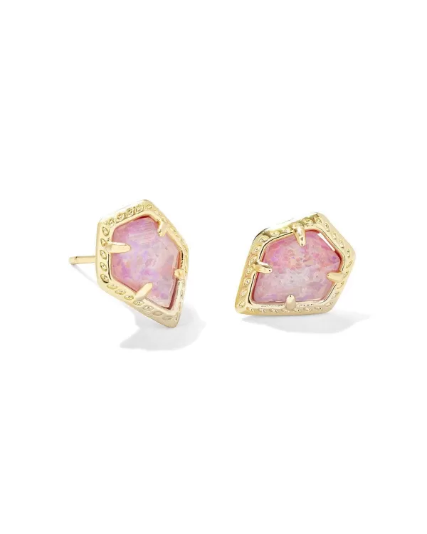 Framed Gold Tessa Stud Earrings In Luster Rose Pink Kyocera Opal^Kendra Scott Best