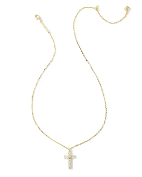 Gracie Gold Cross Short Pendant Necklace In White Crystal^Kendra Scott Outlet