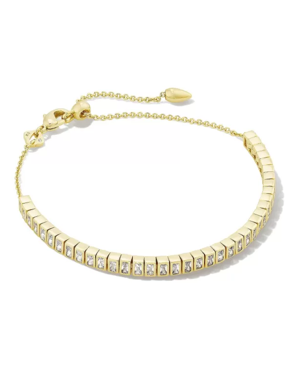 Gracie Silver Tennis Delicate Chain Bracelet In White Crystal^Kendra Scott Sale
