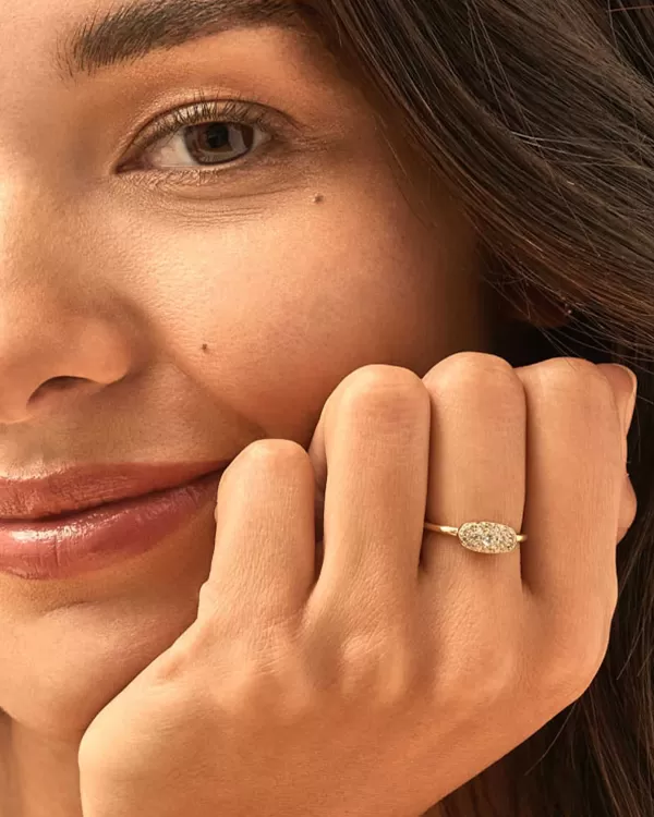 Grayson Gold Band Ring In White Crystal^Kendra Scott Discount