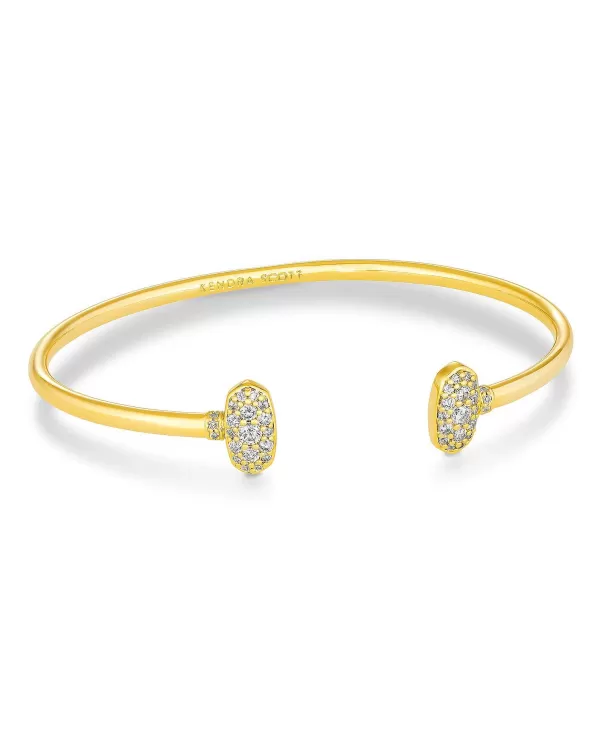 Grayson Gold Cuff Bracelet In White Crystal^Kendra Scott New