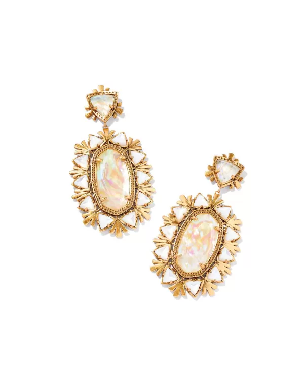 Havana Vintage Gold Statement Earrings In Iridescent Abalone^Kendra Scott Sale