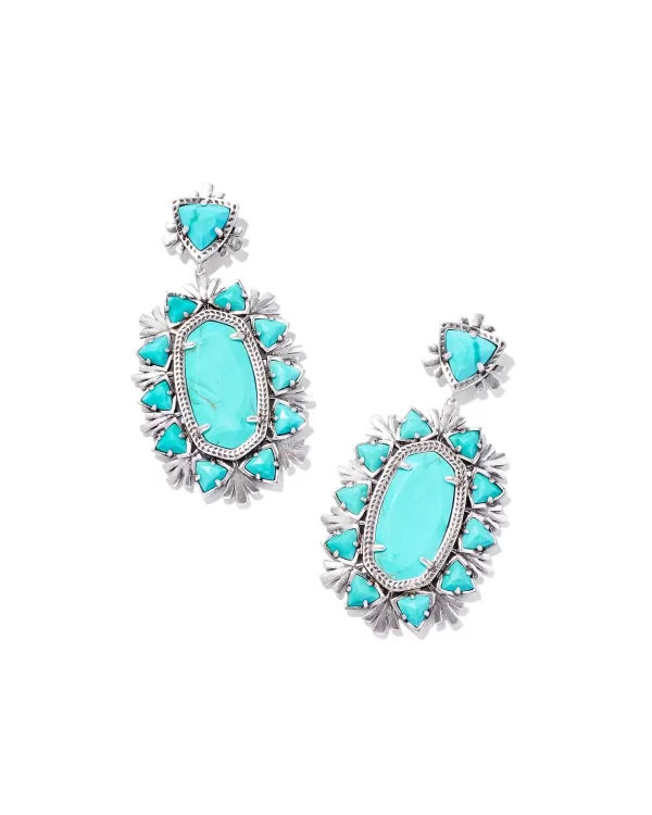 Havana Vintage Silver Statement Earrings In Variegated Turquoise Magnesite^Kendra Scott Clearance