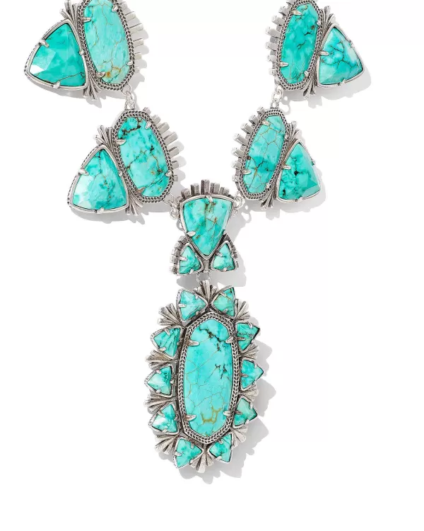 Havana Vintage Silver Statement Necklace In Variegated Turquoise Magnesite^Kendra Scott Cheap
