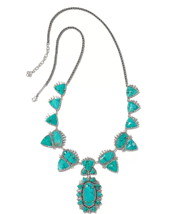 Havana Vintage Silver Statement Necklace In Variegated Turquoise Magnesite^Kendra Scott Cheap