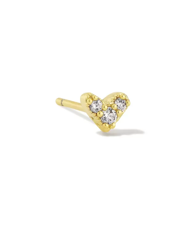 Haven Gold Crystal Heart Single Stud Earring In White Crystal^Kendra Scott Store