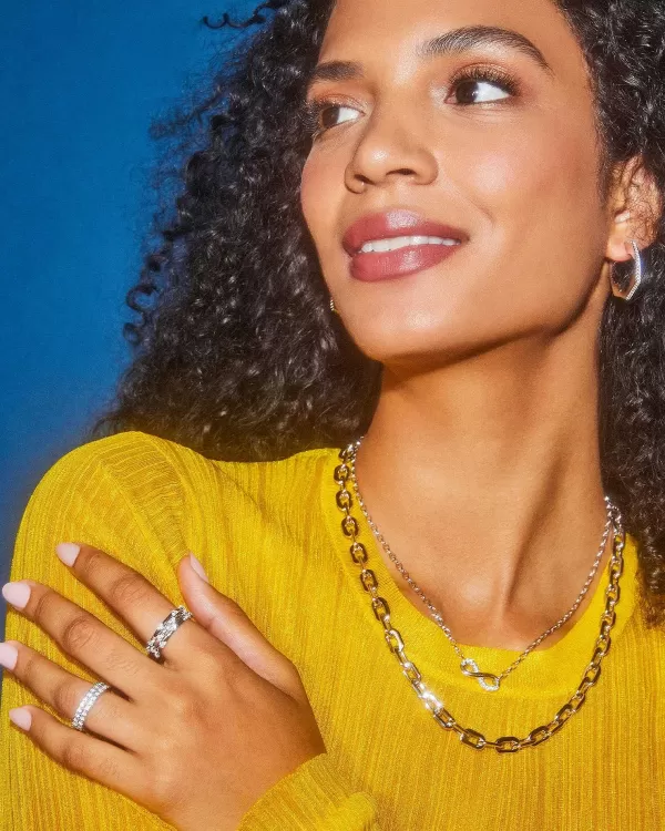Haven Silver Crystal Heart Rings Set Of 3 In White Crystal^Kendra Scott Flash Sale