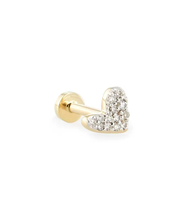 Heart Mini 14K Yellow Gold Single Stud Earring In White Diamond^Kendra Scott Hot