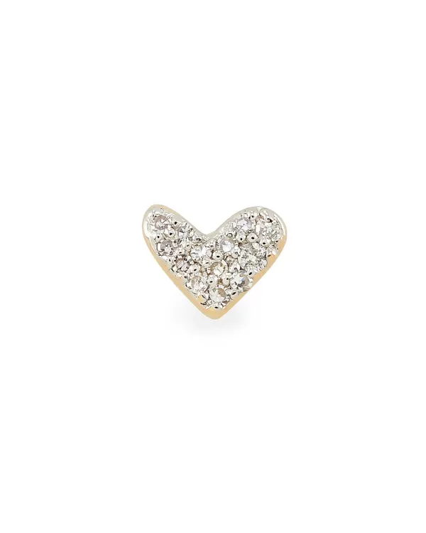 Heart Mini 14K Yellow Gold Single Stud Earring In White Diamond^Kendra Scott Hot