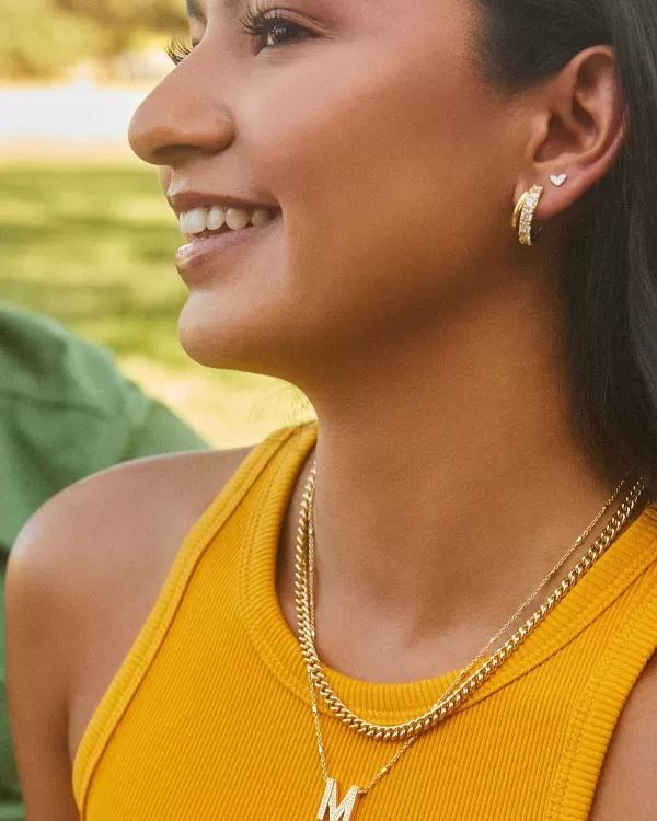 Heart Mini 14K Yellow Gold Single Stud Earring In White Diamond^Kendra Scott Hot