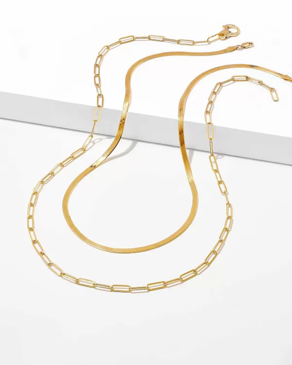 Herringbone And Paperclip Necklace Layering Set In 18K Gold Vermeil^Kendra Scott Sale