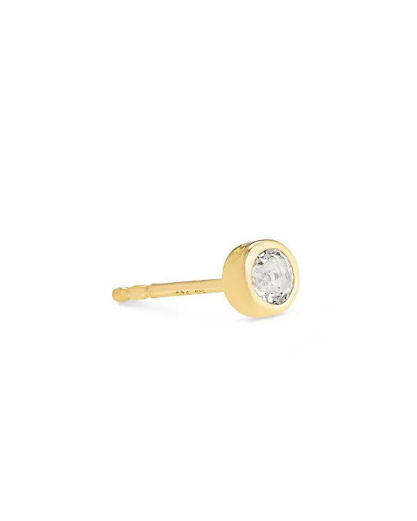 Iva 18K Yellow Gold Vermeil Single Stud Earring In White Topaz^Kendra Scott Sale