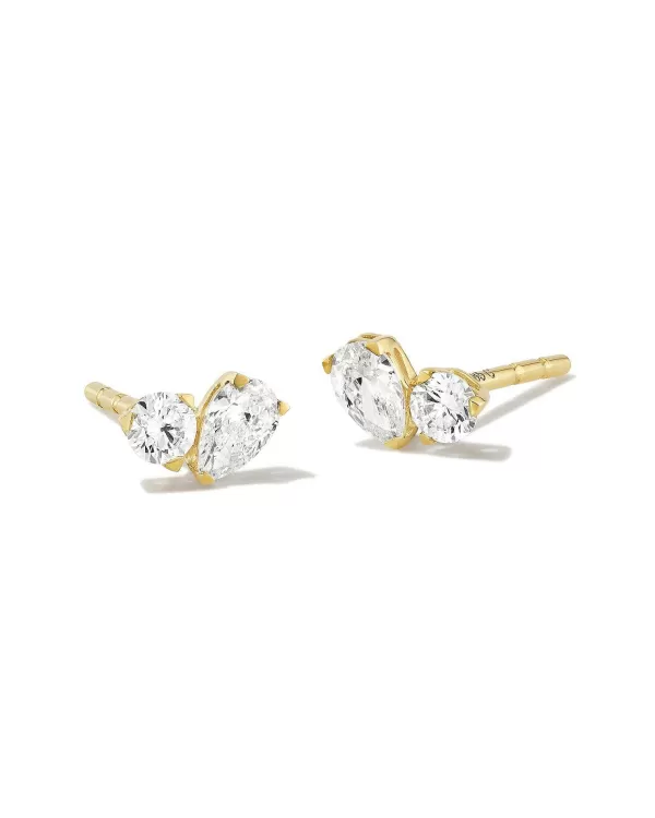 Lab Grown White Diamond Toi Et Moi Stud Earrings In 14K Yellow Gold^Kendra Scott Flash Sale