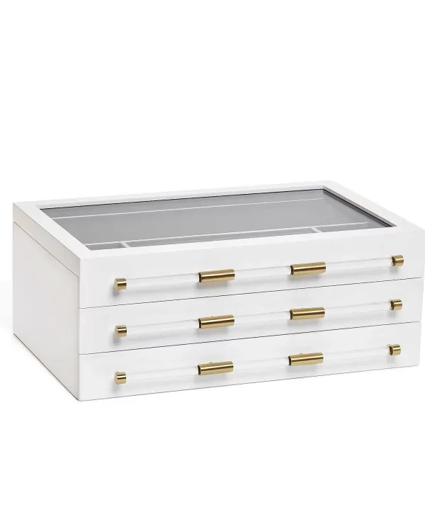 Large Antique Brass Jewelry Box In White Lacquer^Kendra Scott Store