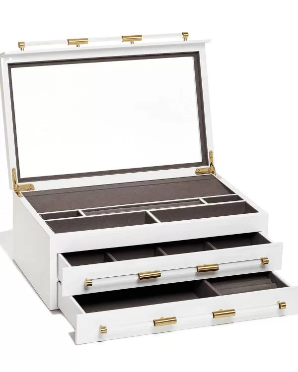 Large Antique Brass Jewelry Box In White Lacquer^Kendra Scott Store