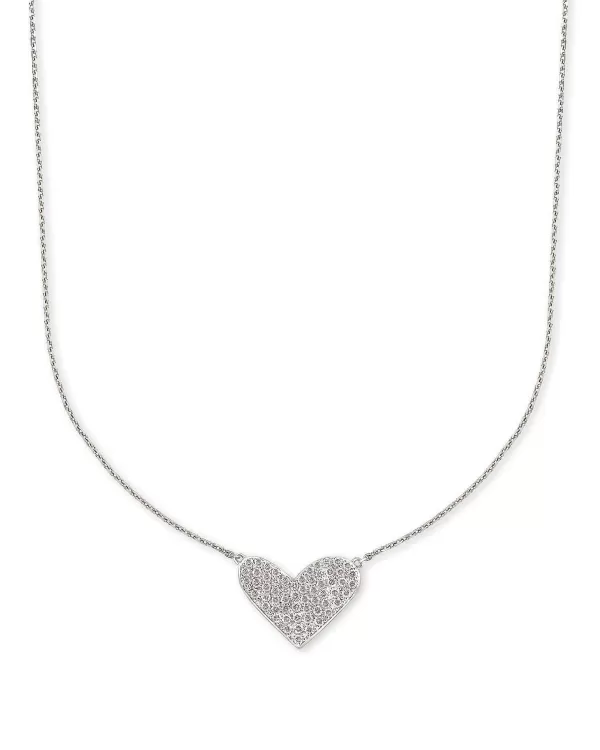 Large Heart 14K White Gold Pendant Necklace In White Diamond^Kendra Scott Best
