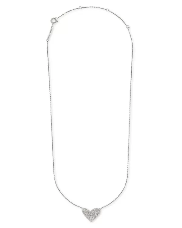 Large Heart 14K White Gold Pendant Necklace In White Diamond^Kendra Scott Best