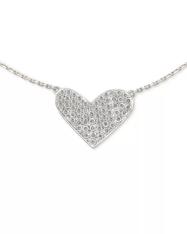 Large Heart 14K White Gold Pendant Necklace In White Diamond^Kendra Scott Best
