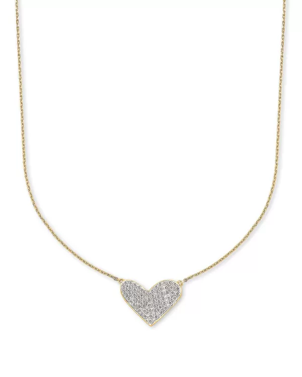 Large Heart 14K Yellow Gold Pendant Necklace In White Diamond^Kendra Scott Store