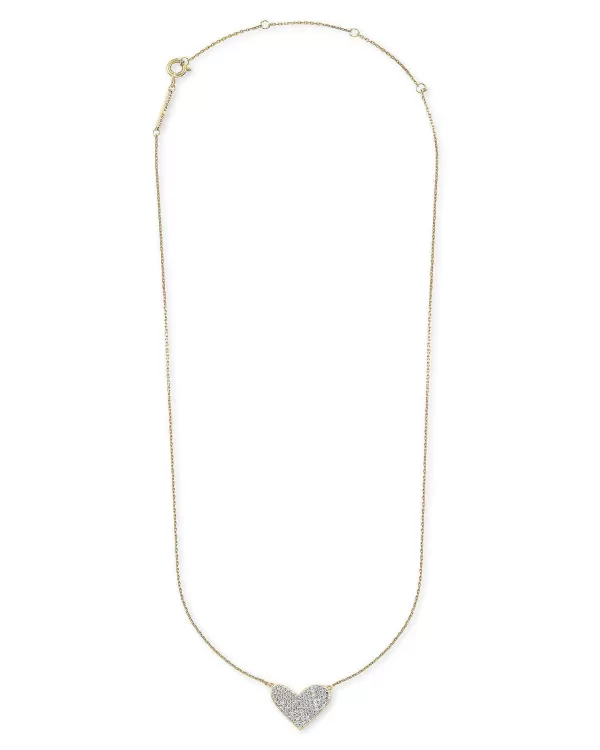 Large Heart 14K Yellow Gold Pendant Necklace In White Diamond^Kendra Scott Store