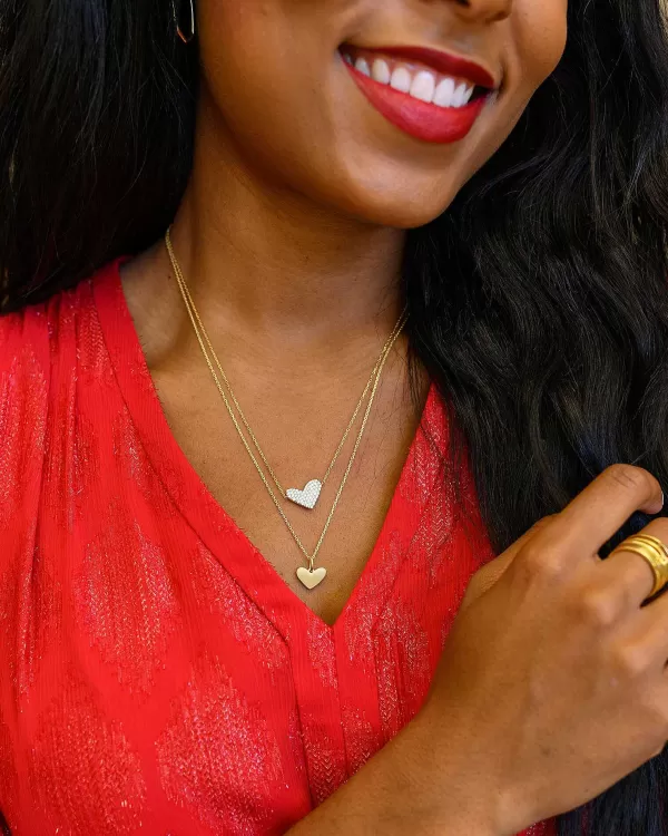Large Heart 14K Yellow Gold Pendant Necklace In White Diamond^Kendra Scott Store