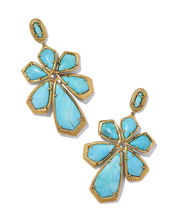 Layne Vintage Gold Statement Earrings In Variegated Turquoise Magnesite^Kendra Scott Online