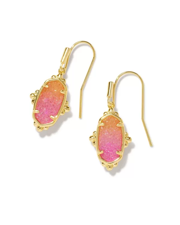 Lee Gold Petal Framed Drop Earrings In Sunrise Ombre Drusy^Kendra Scott Discount