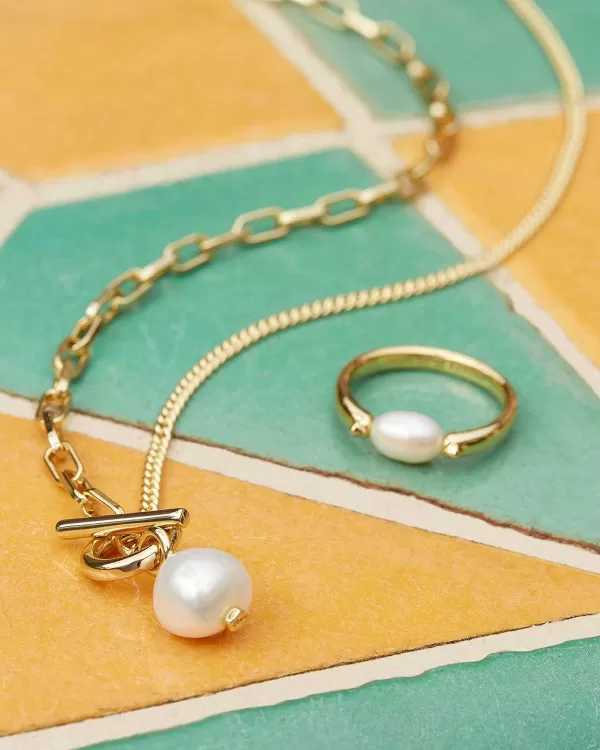 Leighton Gold Pearl Band Ring In White Pearl^Kendra Scott Discount