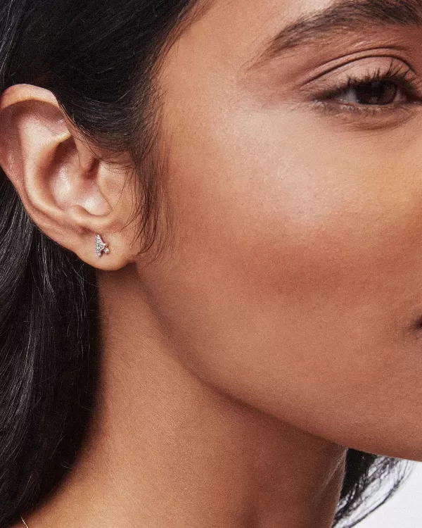 Letter A 14K Yellow Gold Single Stud Earring In White Diamond^Kendra Scott Best Sale