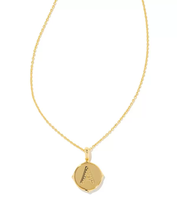 Letter A Gold Disc Reversible Pendant Necklace In Iridescent Abalone^Kendra Scott Discount