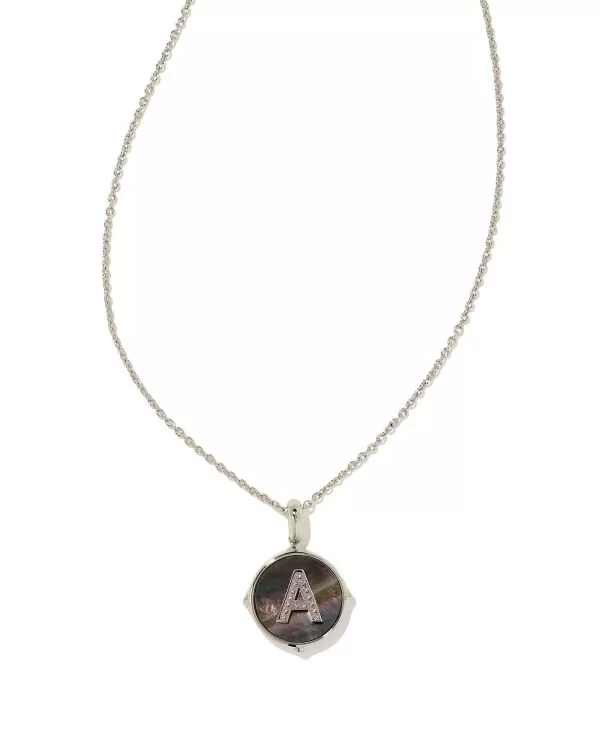 Letter A Silver Disc Reversible Pendant Necklace In Black Mother-Of-Pearl^Kendra Scott Cheap