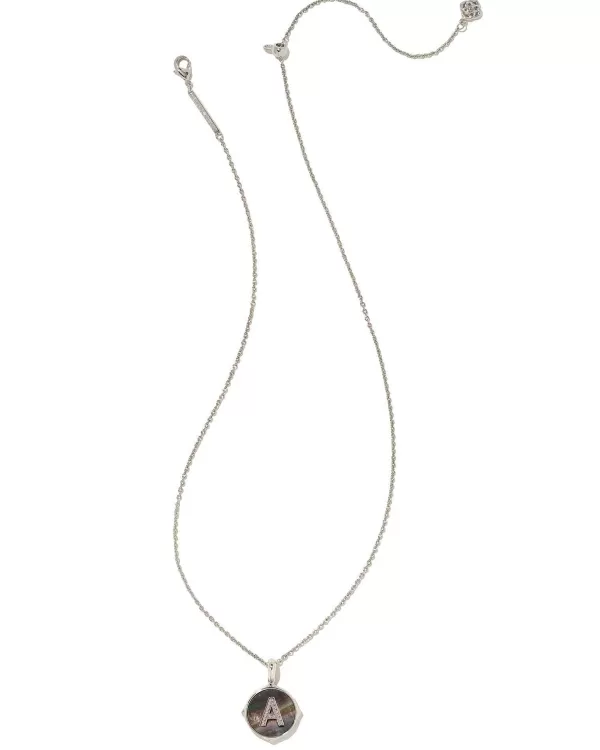 Letter A Silver Disc Reversible Pendant Necklace In Black Mother-Of-Pearl^Kendra Scott Cheap
