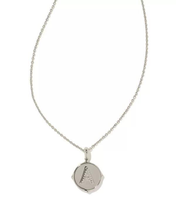 Letter A Silver Disc Reversible Pendant Necklace In Black Mother-Of-Pearl^Kendra Scott Cheap