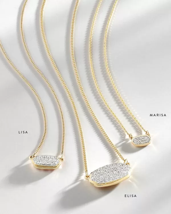 Lisa Pendant Necklace In Pave Diamond And 14K Yellow Gold^Kendra Scott Fashion