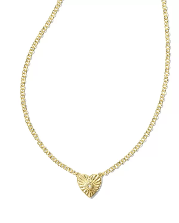 Maia 18K Gold Vermeil Heartburst Pendant Necklace In White Sapphire^Kendra Scott Clearance