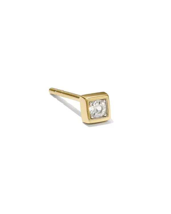 Maia 18K Gold Vermeil Square Bezel Single Stud Earring In White Topaz^Kendra Scott Fashion