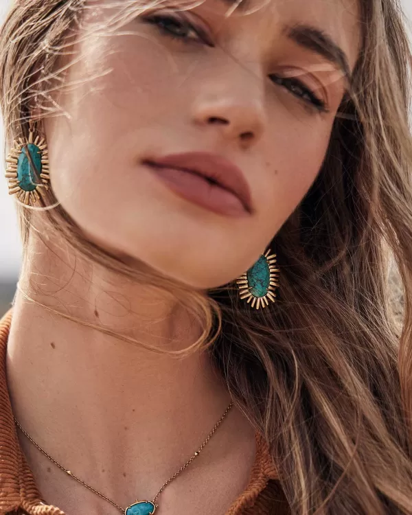 Mariah Vintage Gold Drop Earrings In Variegated Turquoise Magnesite^Kendra Scott Fashion